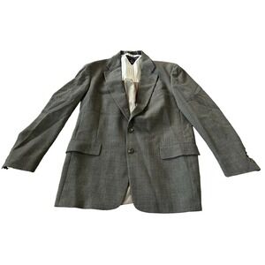 Tommy Hilfilger Mens Blazer Jacket Gray Notch Lapel Single Breasted Long Sleeve